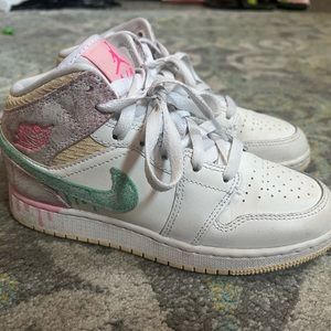 Rare Air Jordan 1 Mid PAINT DRIP Ice Cream white green glow arctic punch 3.5Y